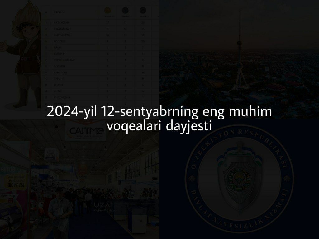 2024-yil 12-sentabrning eng muhim voqealari dayjesti