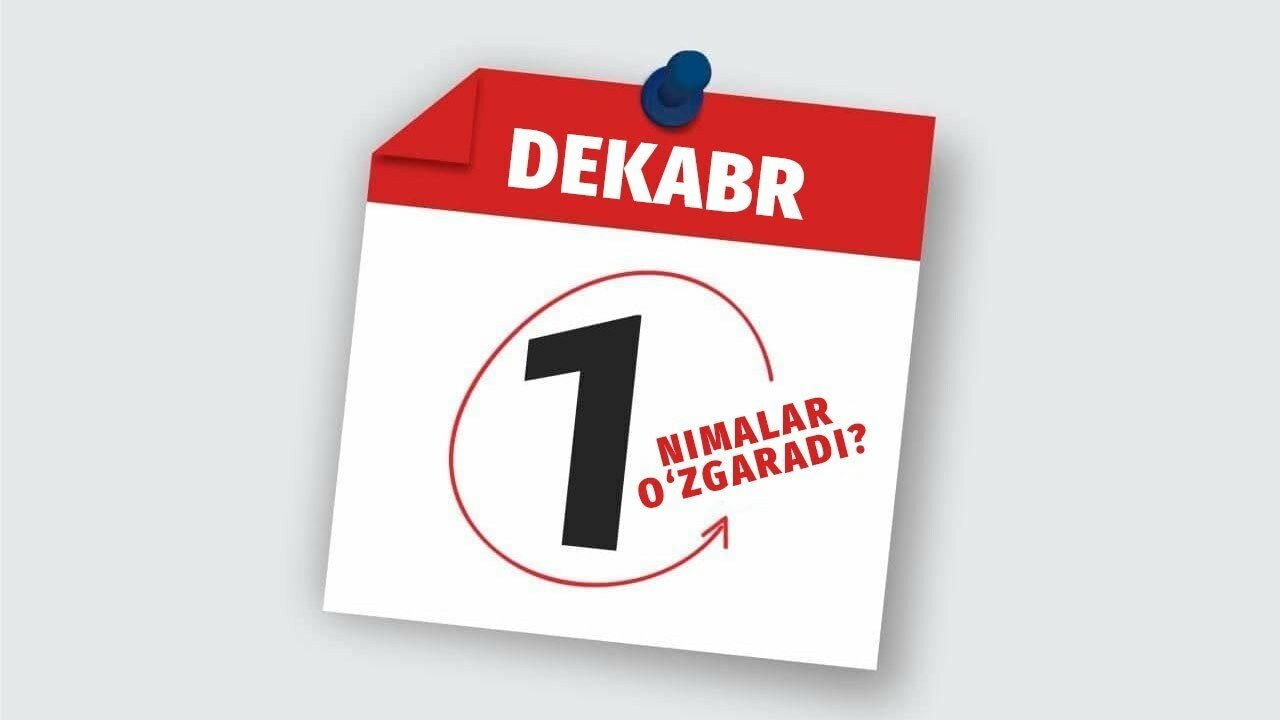 1-dekabrdan O‘zbekistonda nimalar o‘zgaradi?